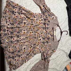 Style & Co. Pink and Black Floral Blouse